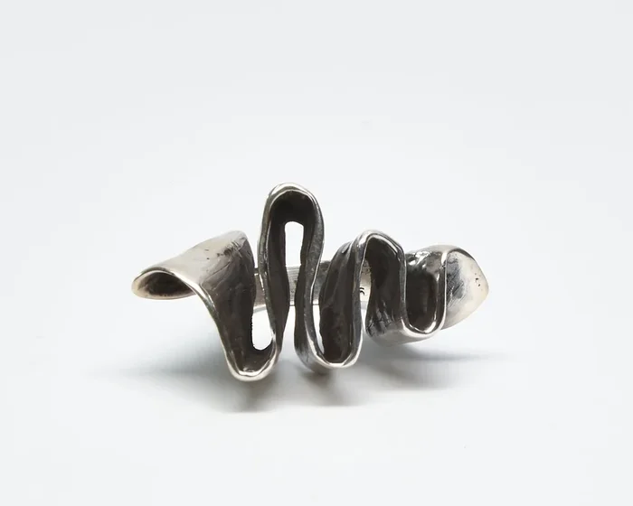 Oxidized Sterling Silver Ribbon Ring