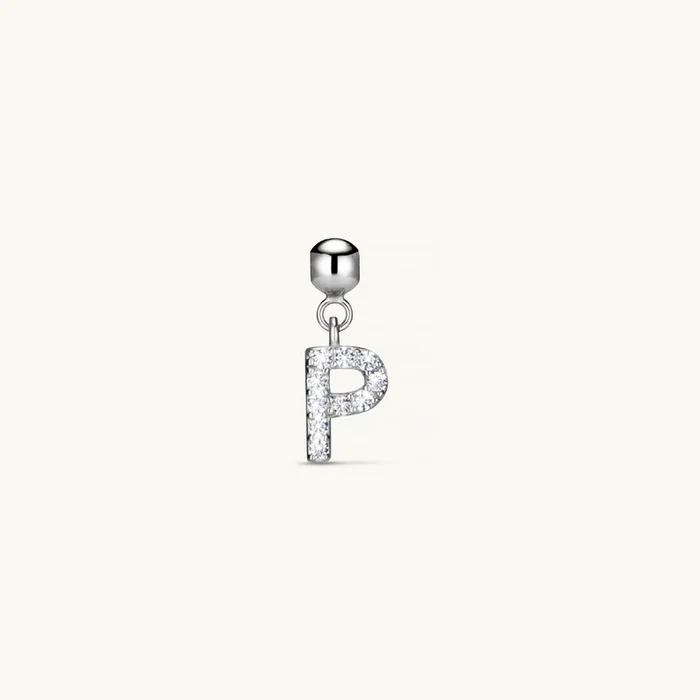 P Diamond Initial Charm Silver