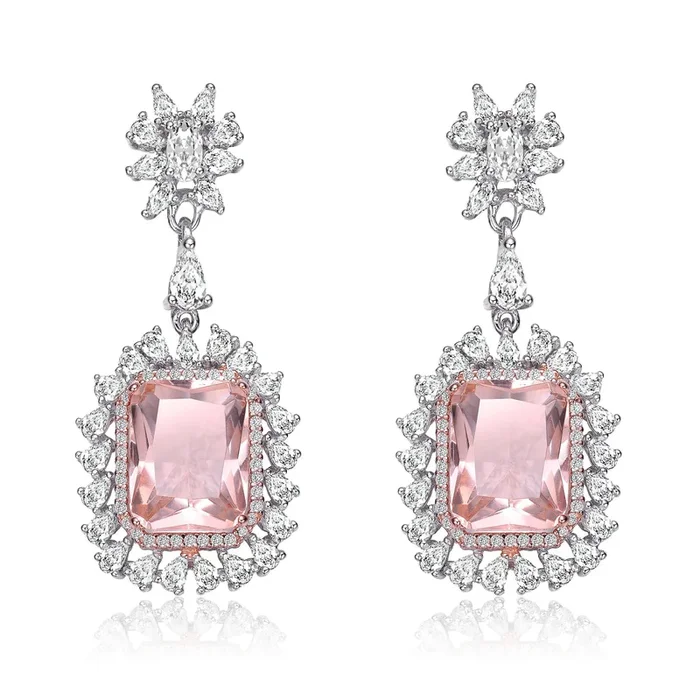 Palais Rose Morganite Couture Cushion Drop Earrings