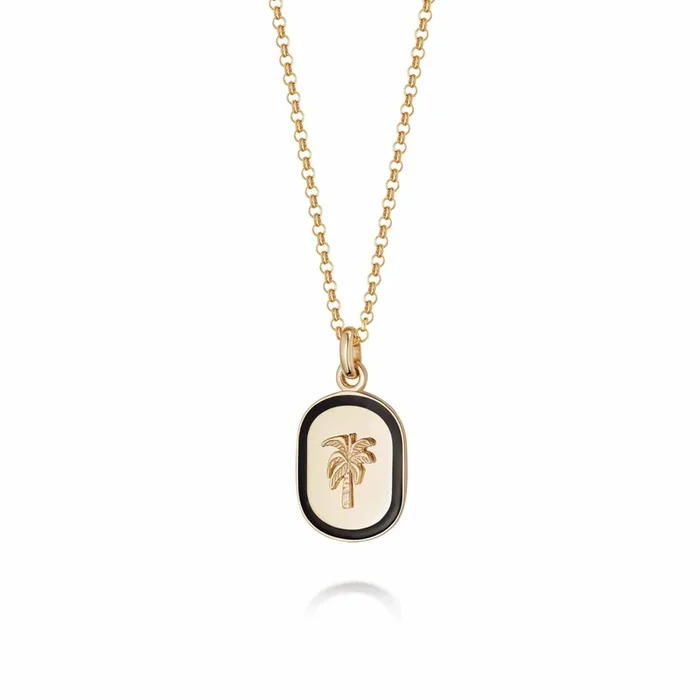 Palm Enamel Necklace 18ct Gold Plate
