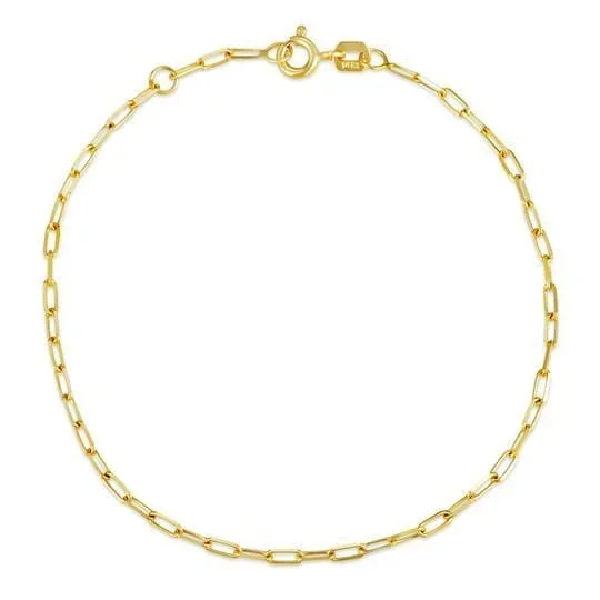 Paper Clip Link Yellow Gold Chain Bracelet