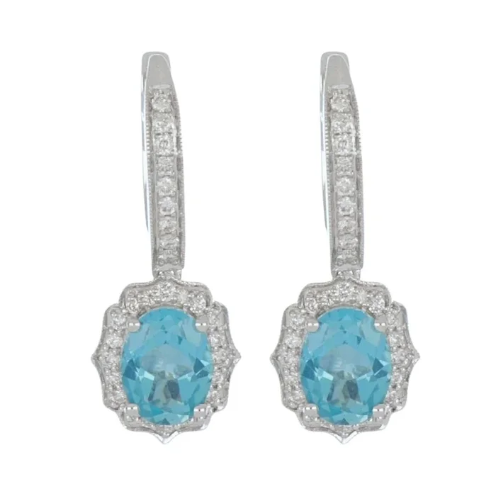 Paraiba Topaz Earrings (Paraiba Topaz 2.85 cts. White Diamond 0.43 cts.)