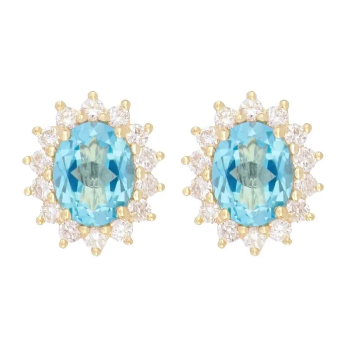 Paraiba Topaz Earrings (Paraiba Topaz 4.16 cts. White Diamond 1.01 cts.)