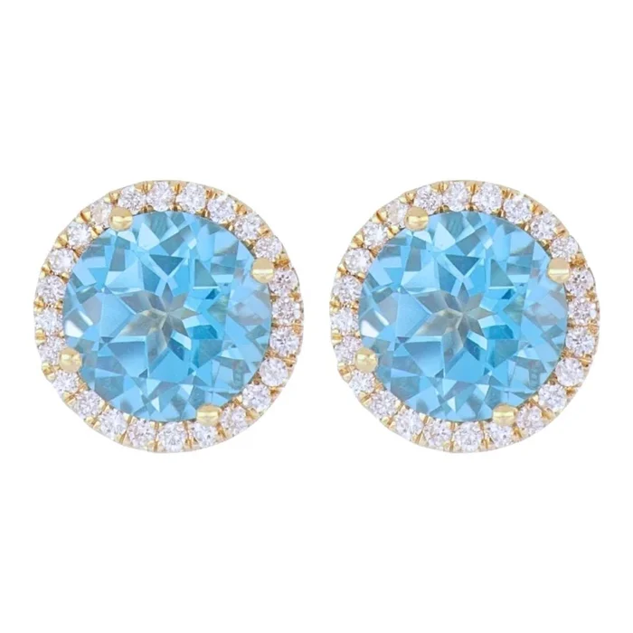 Paraiba Topaz Earrings (Paraiba Topaz 4.28 cts. White Diamond 0.29 cts.)