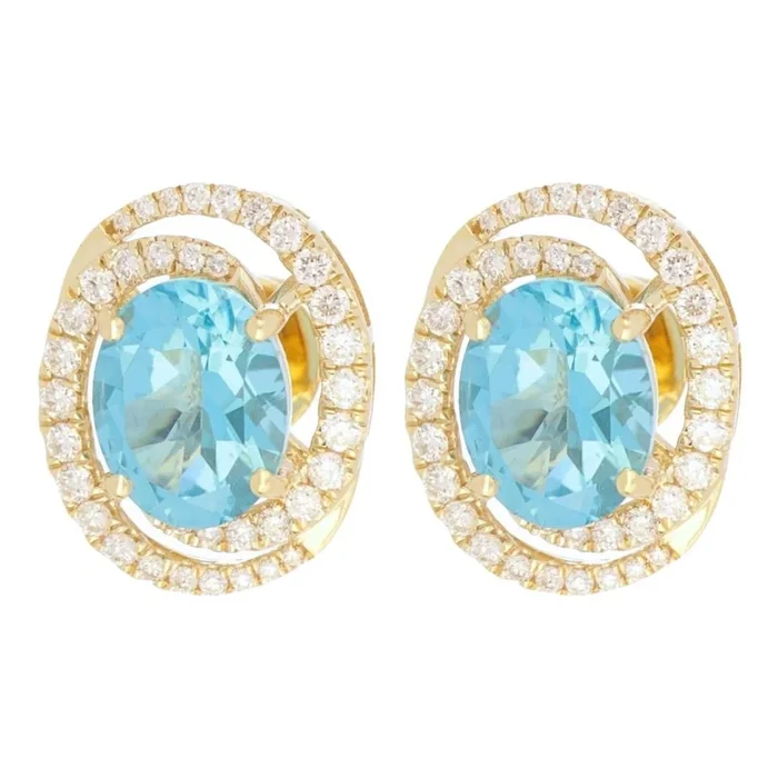 Paraiba Topaz Earrings (Paraiba Topaz 6.02 cts. White Diamond 0.76 cts.)