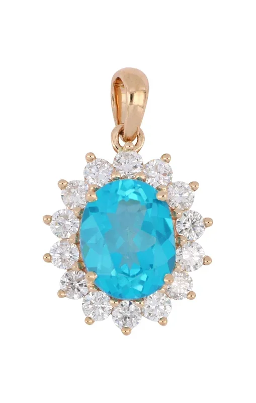 Paraiba Topaz Pendant (Paraiba Topaz 3.16 cts. White Diamond 0.82 cts.)