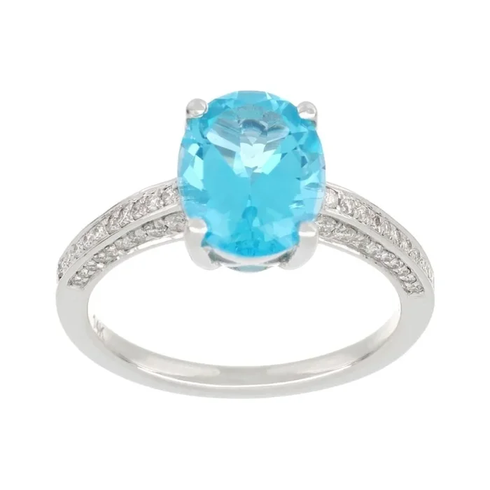 Paraiba Topaz Ring (Paraiba Topaz 2.98 cts. White Diamond 0.29 cts.)