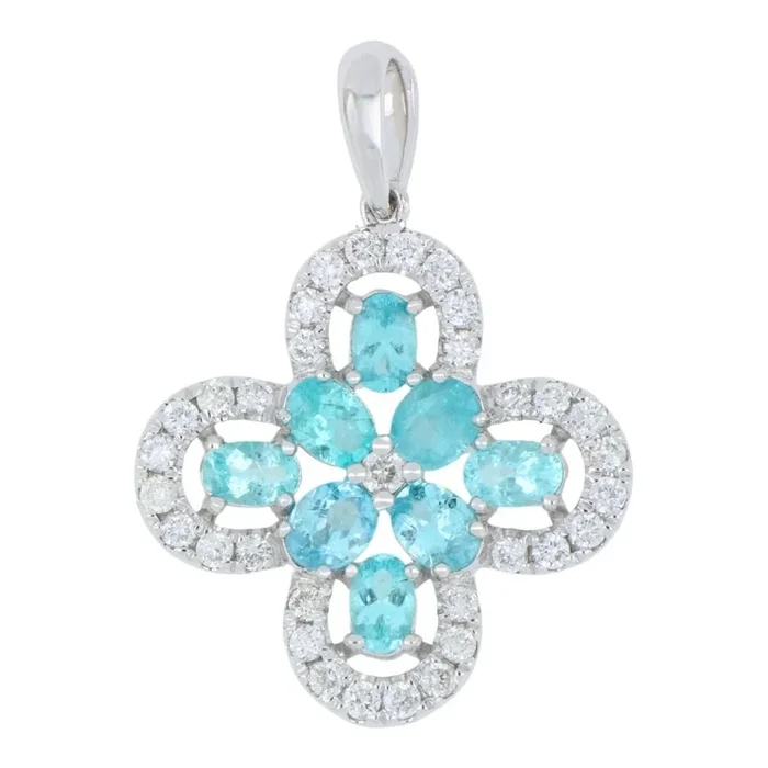 Paraiba Tourmaline Pendant (Paraiba Tourmaline 0.7 cts. White Diamond 0.27 cts.)