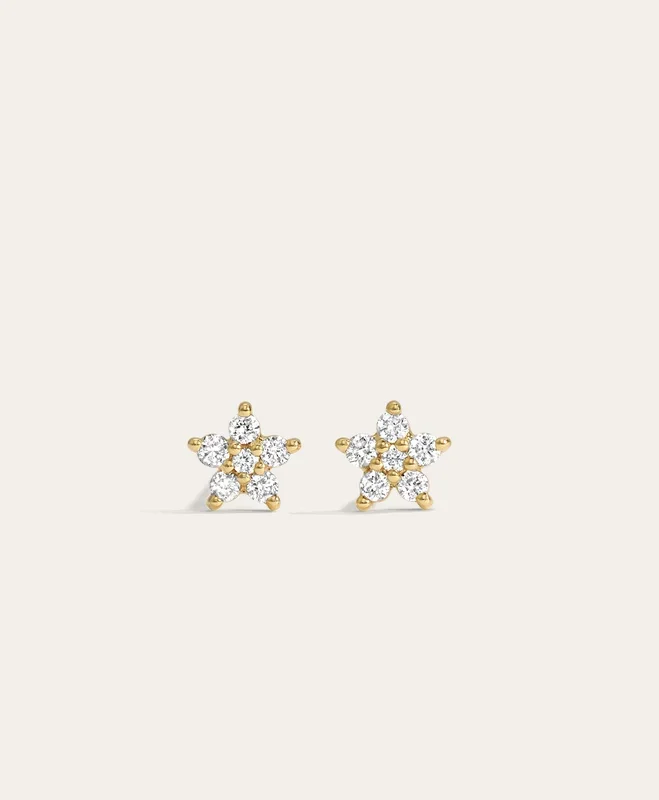 Paris Super Tiny Diamond Flower Posts