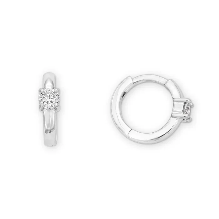 Parker 0.167 ct tw Round Lab-Grown Diamond Huggie in Rhodium