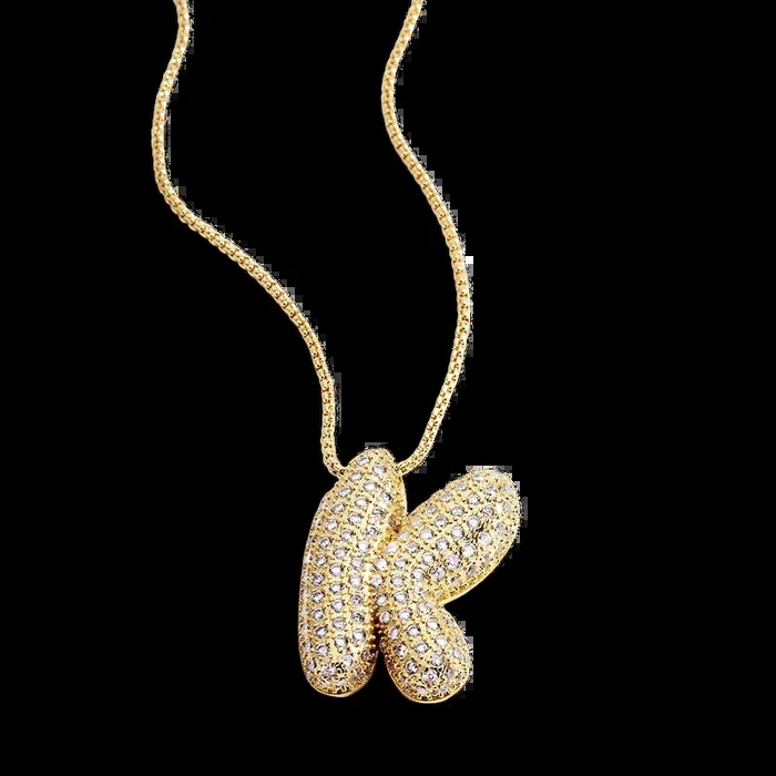 Pave Bubble Initial Necklace