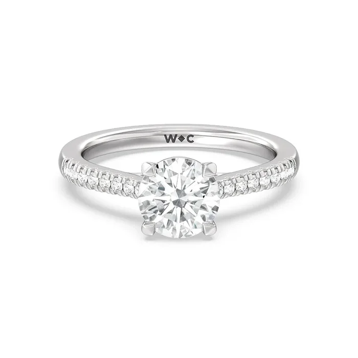 Pave Cathedral Shank East-West Engagement Ring