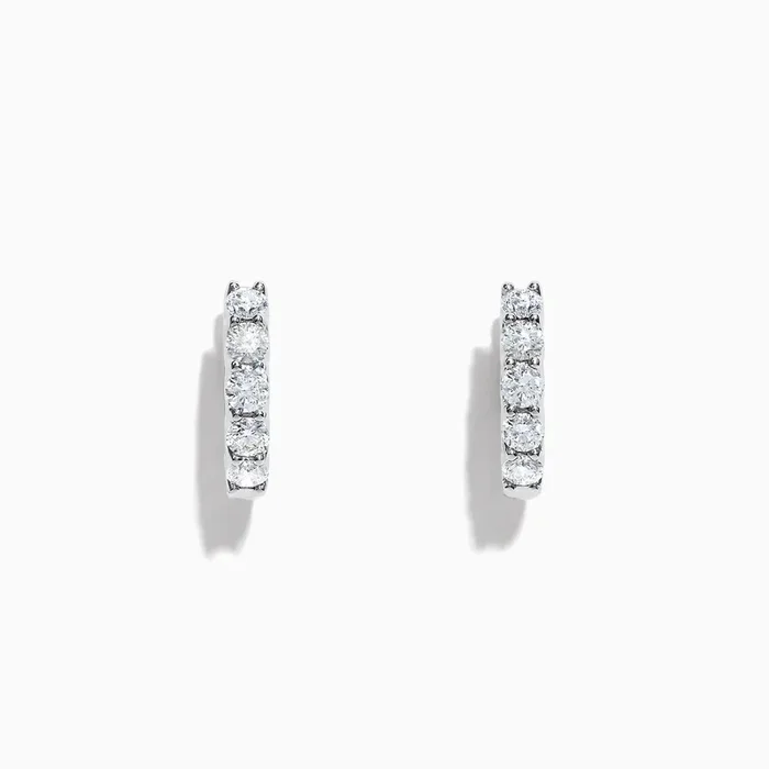 Pave Classica 14K White Gold 5/8″ Diamond Hoop Earrings, 0.98 TCW