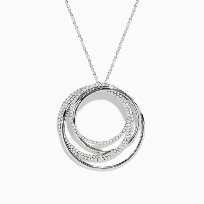 Pave Classica 14K White Gold Diamond Crossover Pendant 0.70 TCW