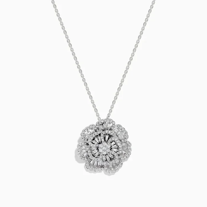 Pave Classica 14K White Gold Diamond Flower Pendant