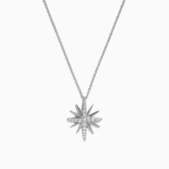 Pave Classica 14K White Gold Diamond Star Pendant, 0.26 TCW