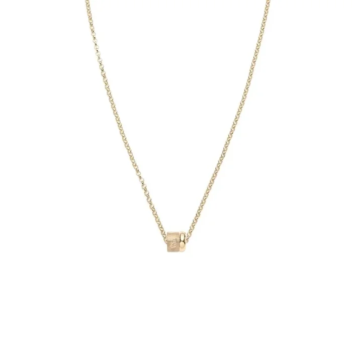 Pave Diamond Initial & Chubby Gold : Heart Beat Fine Belcher Chain Necklace