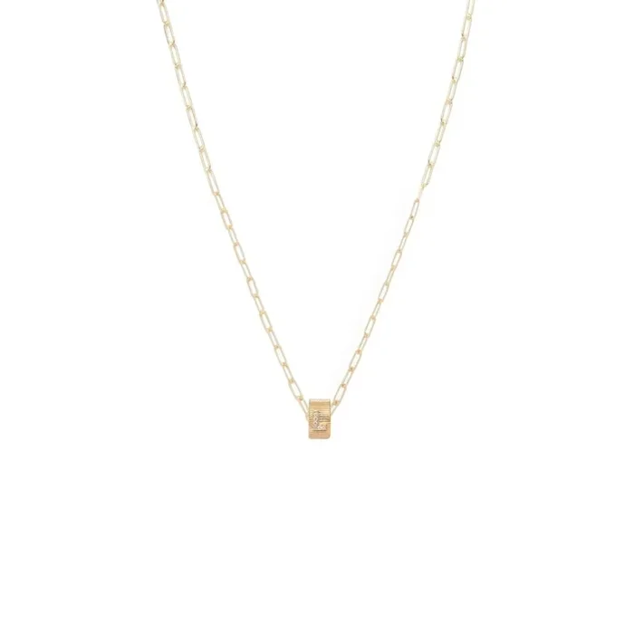 Pave Diamond Initial : Heart Beat Super Fine Clip Chain Necklace