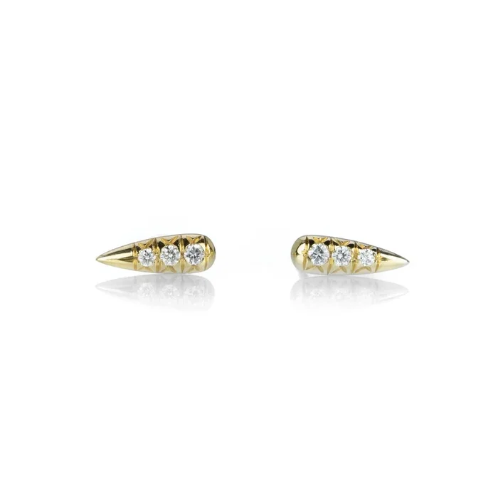 Pave Diamond Long Rain Drop Studs