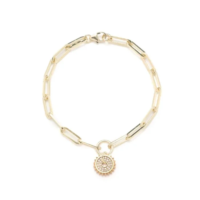 Pave Disk : Classic Fob Clip Chain Bracelet