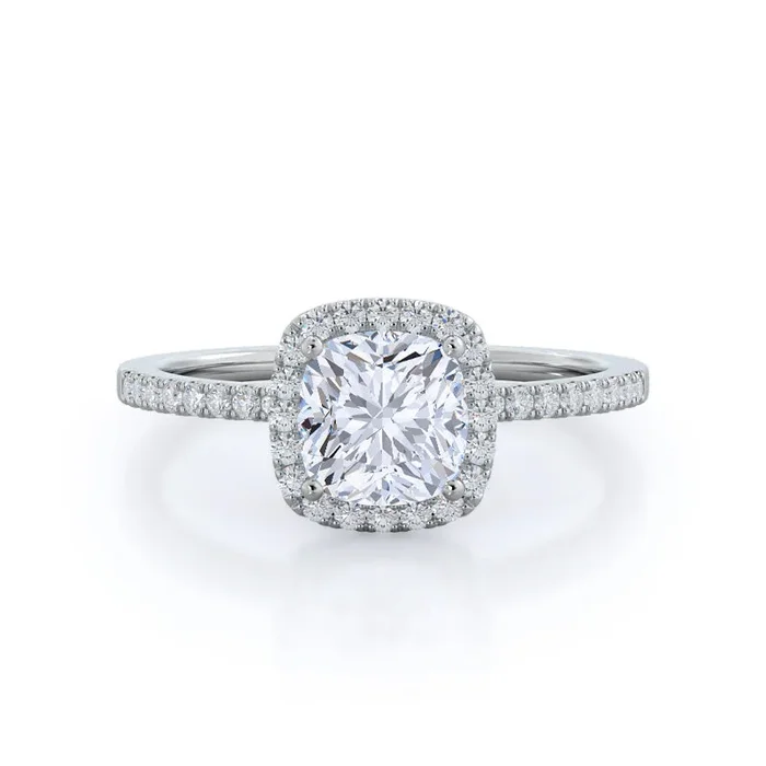 Pave Halo Diamond Engagement Ring
