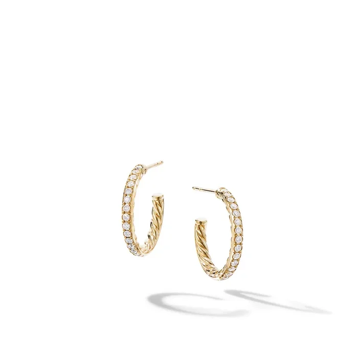Pavé Hoop Earrings in 18K Yellow Gold with Diamonds, 19mm
