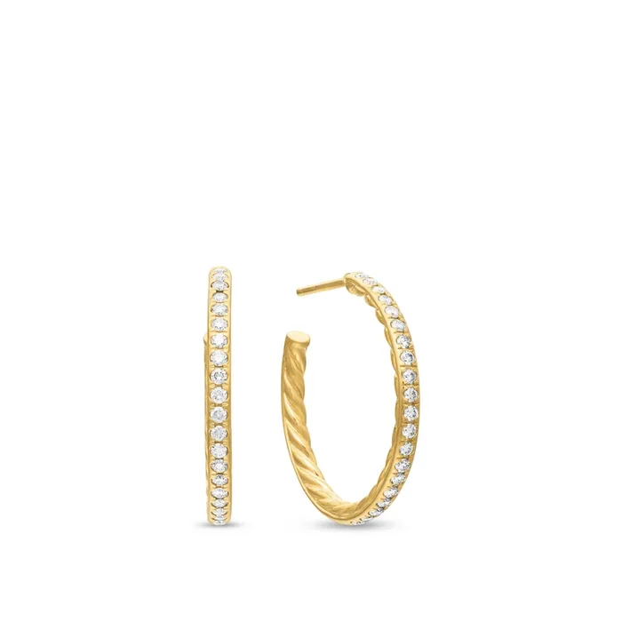 Pavé Hoop Earrings in 18K Yellow Gold with Diamonds, 25.4mm