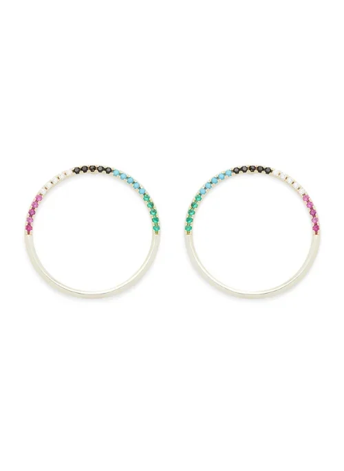 Pave Hoop Gold Multi