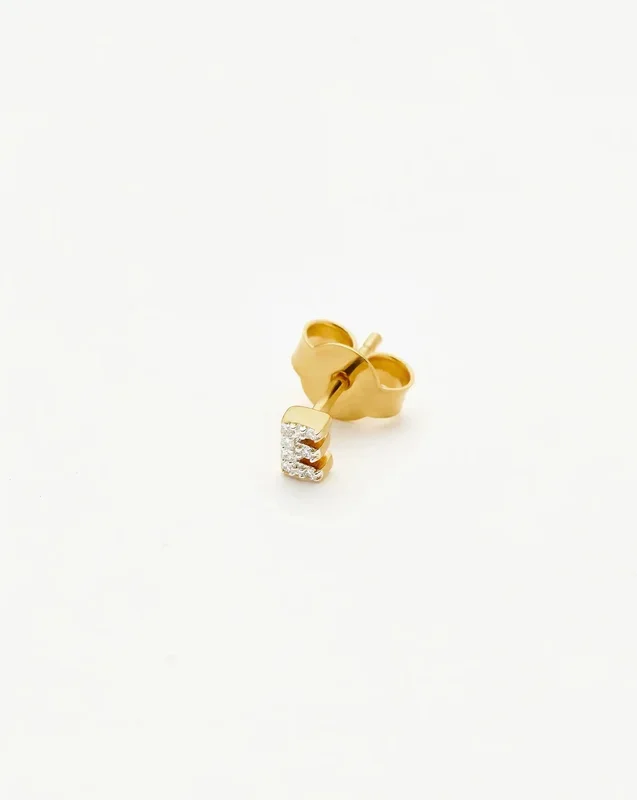 Pave Initial Single Stud Earring – Initial E | 18k Gold Vermeil/Cubic Zirconia