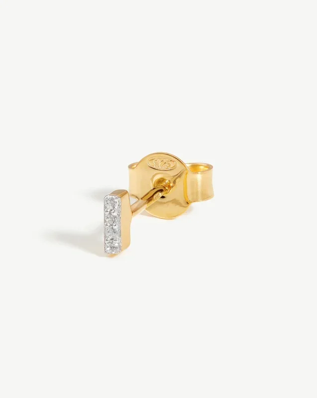 Pave Initial Single Stud Earring – Initial I | 18k Gold Vermeil/Cubic Zirconia