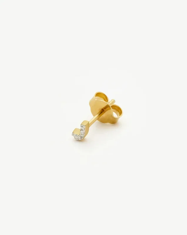 Pave Initial Single Stud Earring – Initial J | 18ct Gold Vermeil/Cubic Zirconia