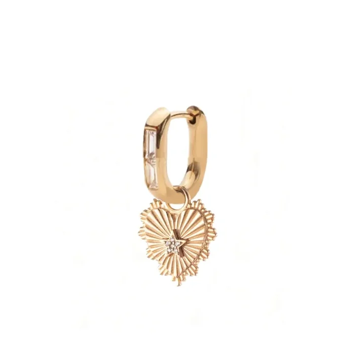 Pave Star Heart – Love : Small Baguette Fob Earring