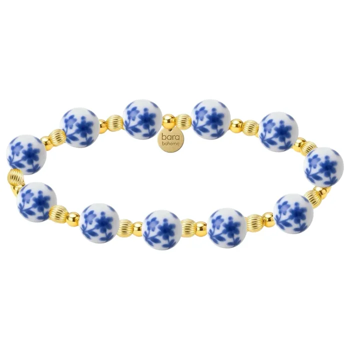 Peach Blossom | Gold Filled Beaded Bracelet with Porcelain