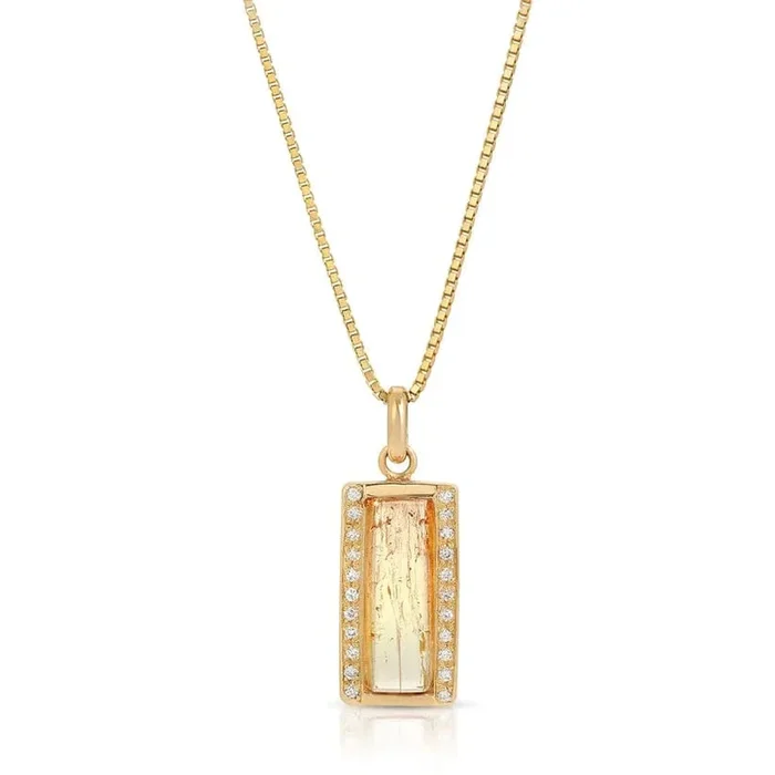Peach Imperial Topaz and Diamond Necklace