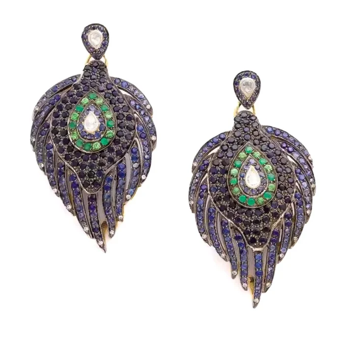 Peacock Feather Stone Earrings