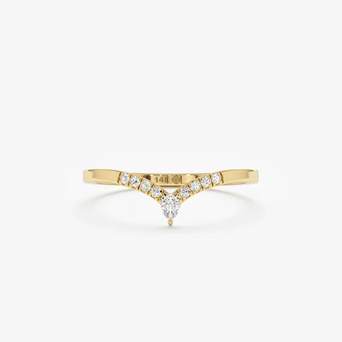 Pear and Round Diamond Nesting Ring, Ellie