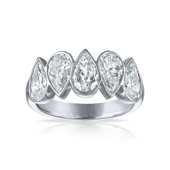 Pear Bezel Set Wedding Band