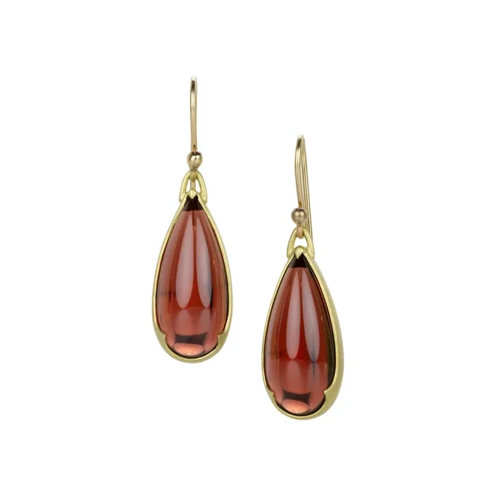 Pear Garnet Drop Earrings