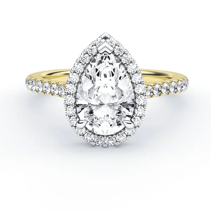 Pear Halo Pave Ring