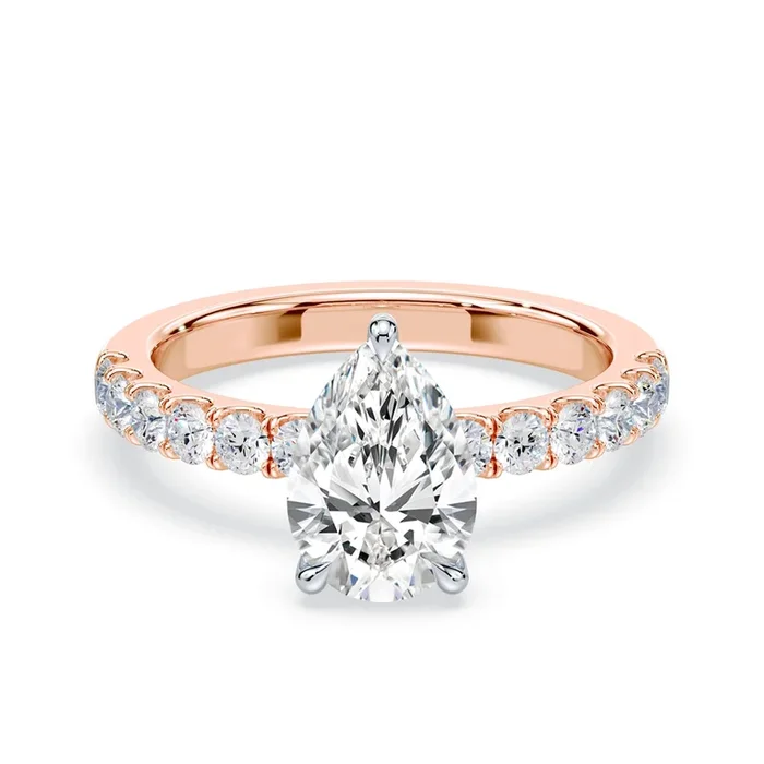 Pear Hidden Halo Medium Pave Ring