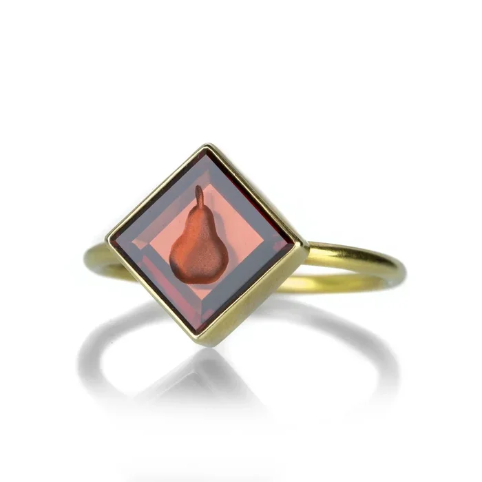 Pear Intaglio Garnet Ring