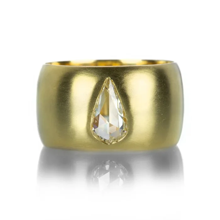 Pear Rose Cut Diamond Wide Band