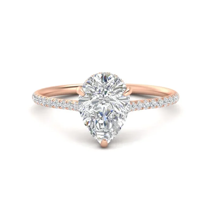 Pear Shaped Cathedral Halo Diamond Engagement Ring