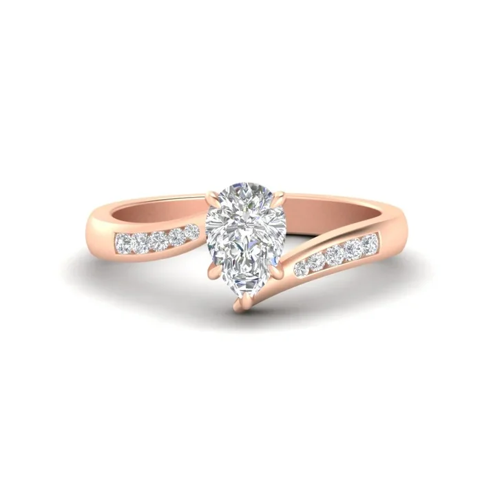 Pear Shaped Channel Set Swirl Diamond Ring