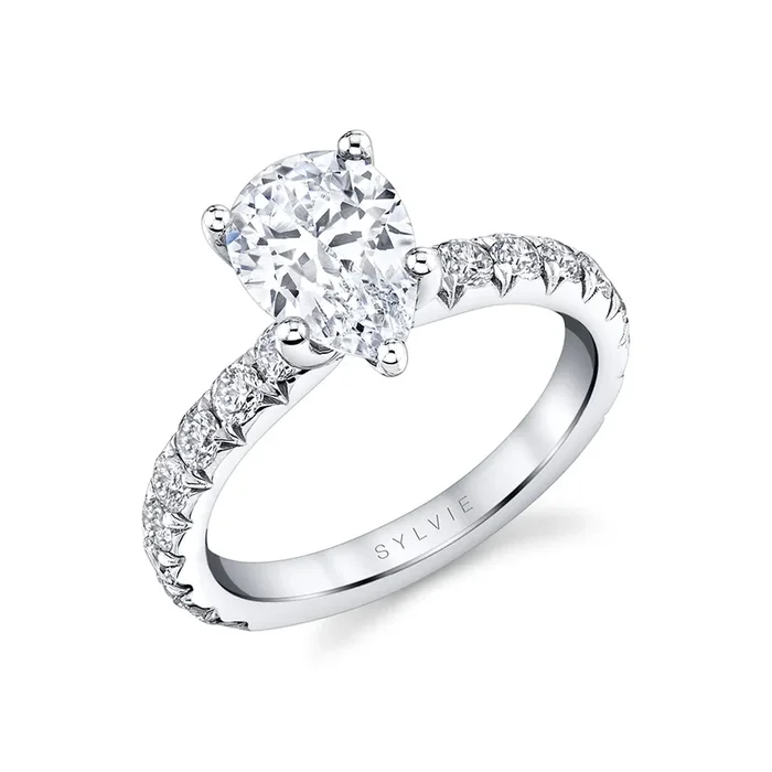 Pear Shaped Classic Wide Band Engagement Ring – Marlise