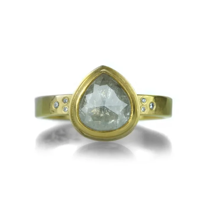 Pear Shaped Gray Rose Cut Diamond Ring