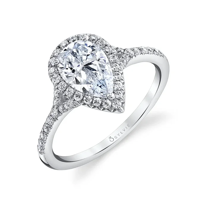 Pear Shaped Halo Engagement Ring – Alexandra
