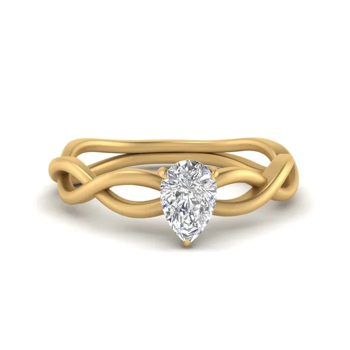 Pear Shaped Infinity Twisted Solitaire Ring