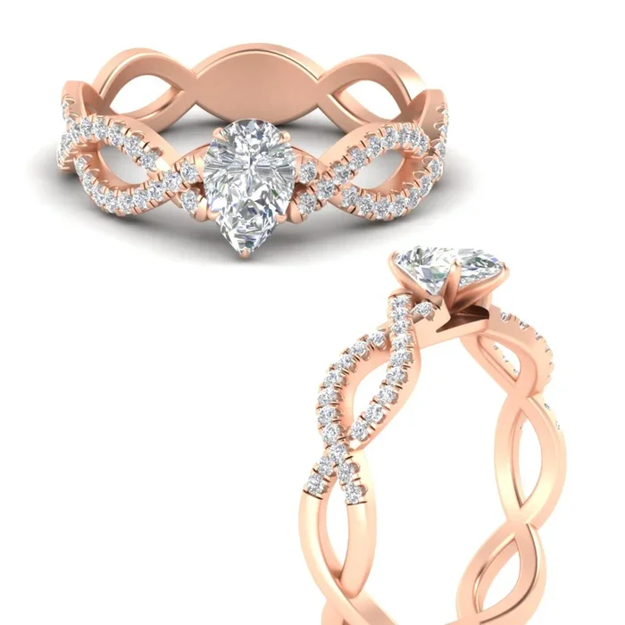 Pear Shaped Lab Diamond Infinity Twist Luxe Engagement Ring