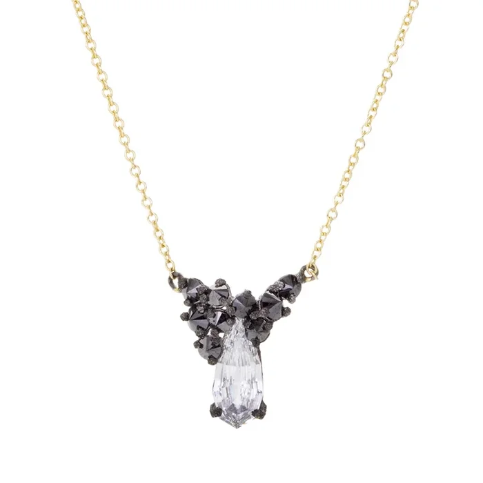 Pear Shaped Step Cut Diamond Pendant Necklace